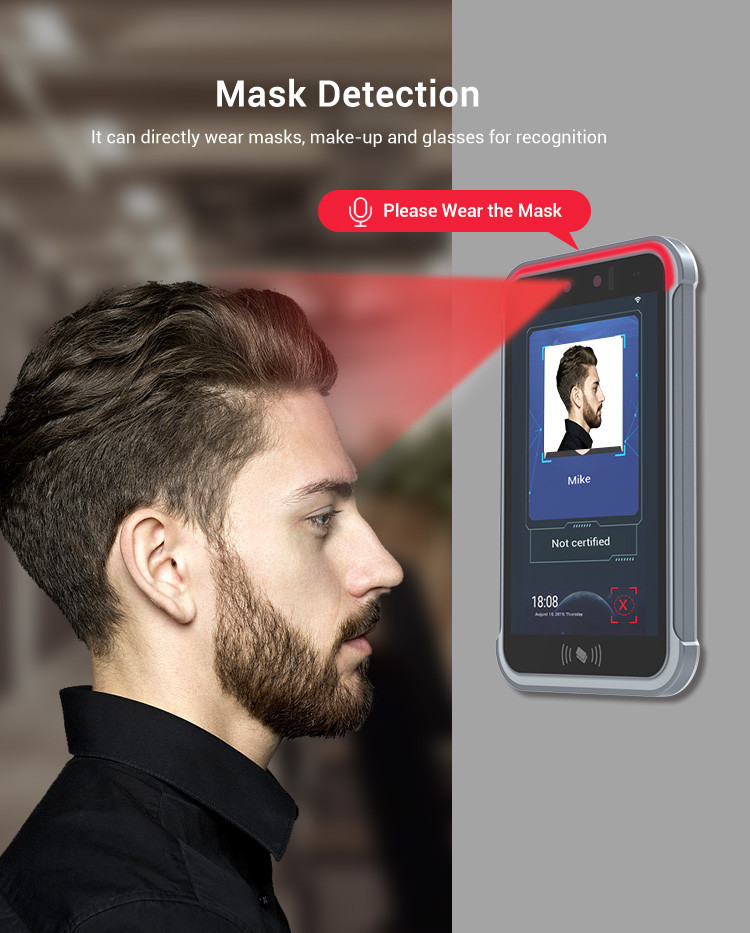 FCC RoHS Facial Recognition Door Entry Access Control With 8.0 Inch Touchable Screen