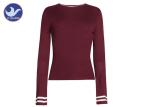 Long Trumpet Sleeves Womens Knit Pullover Sweater Stripe Edges Knitwear Anti -