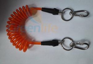 China Orange Plastic Core Detachable Elastic Coil Cord W/Stainless Steel Ring&amp;Karabiner wholesale