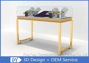 China Beauty Practicability Glass Jewelry Showcases With Dis - Assembly Gold Legs wholesale