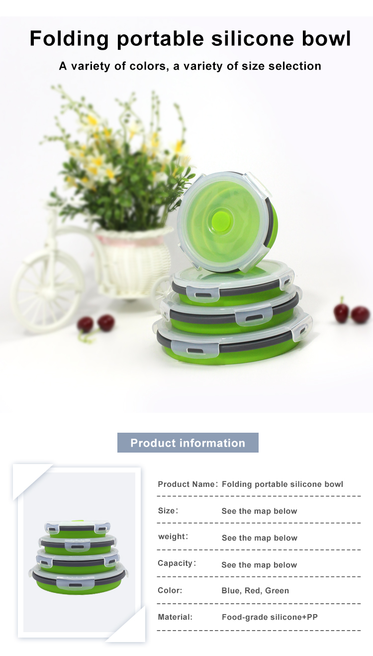 Odorless 350ml 500ml Silicone Foldable Lunch Box Set Of 4