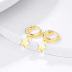 Customized Women Girl Fashion Jewelry Gold Plated Star Dangle Hoop Earrings 925
