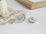 Lanciashow 925 Solid Silver Gold Plated Jewelry Circle Hoop Earrings Three Band