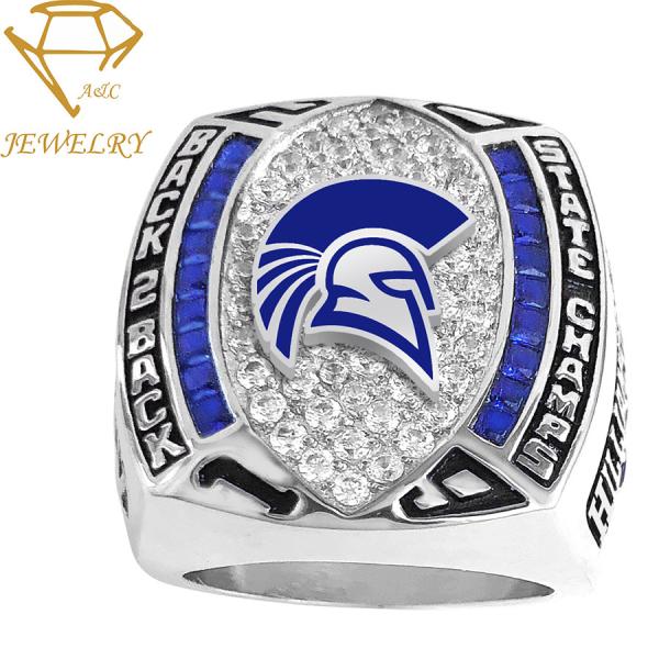 Die Casting Logo Deep Engraved Silver Sports Rings Youth Football Championship