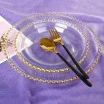 Pearl Round Gold Decoration Glass Charger Plate for Wedding Dinnerware Glass