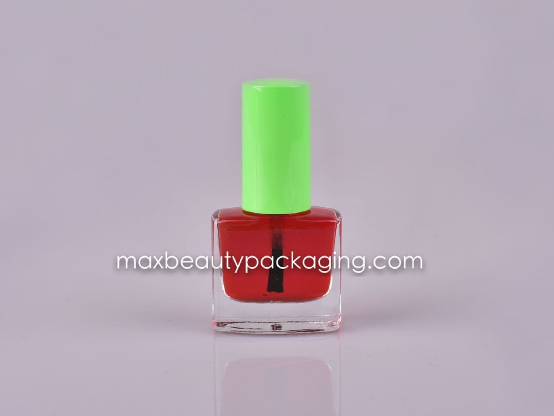 UV solid color coating nail polish cap 10ml nail polish square bottle round brush plastic cosmetic nail polish packaging