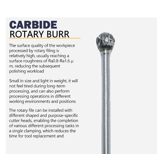 Long Lasting Type D Carbide Rotary Burr with 3 Years Warranty and 120° Point Angle for General Purpose Material Shaping
