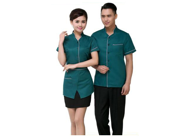 Custom Color Restaurant Staff Uniform , Side Open Bar Staff Uniforms For Waitress