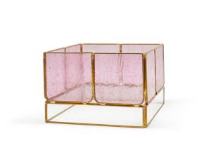 China Copper Checkered Glass Cylinder Candle Holder Ornaments 6cm * 6cm * 6cm wholesale