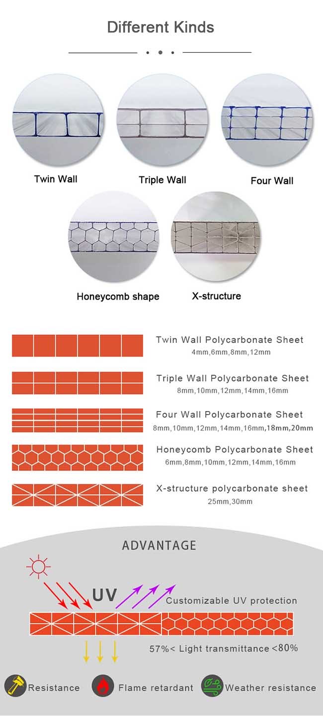 SGS Greenhouse 8mm Clear Polycarbonate Twinwall Roofing Sheet