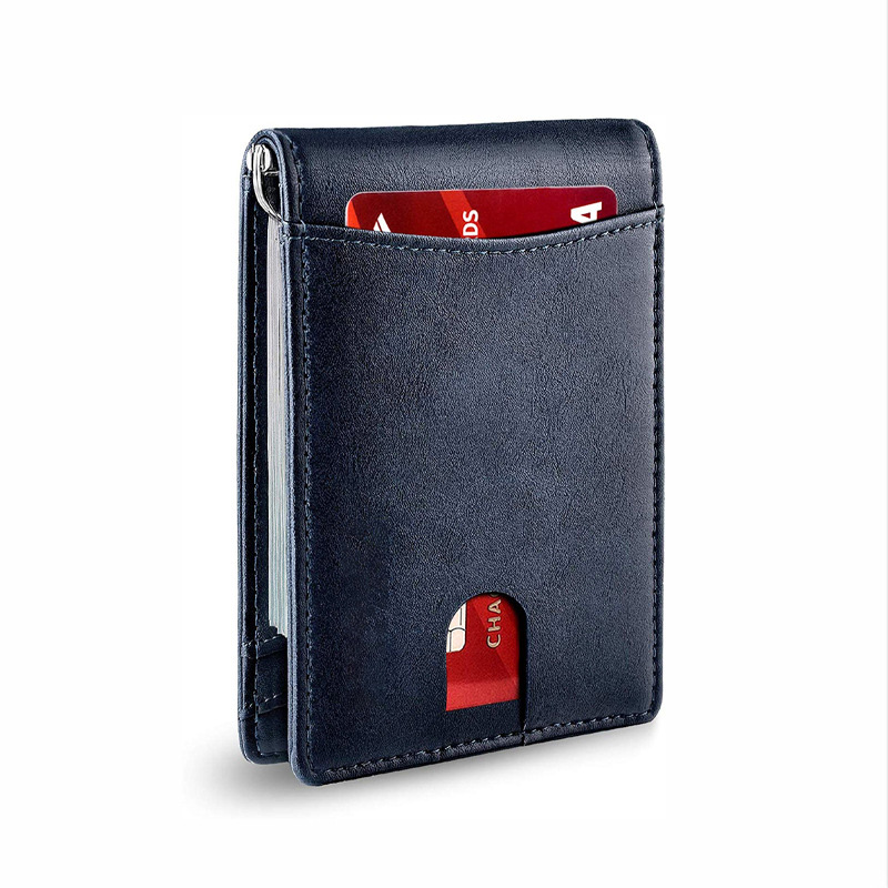 Mens Slim Carbon Fiber Leather Wallet with Rfid Blocking and Front Pocket Card Slots