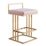 Modern brushed brass gold stainless steel counter stool velvet upholster