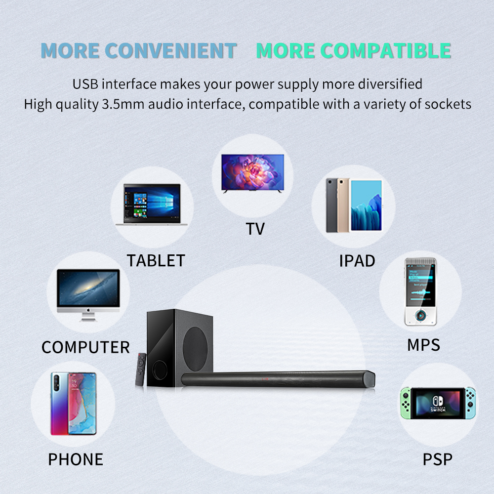 Blue Tooth Connectivity Soundbar Super Bass Sound Surround for TV Home Theater System