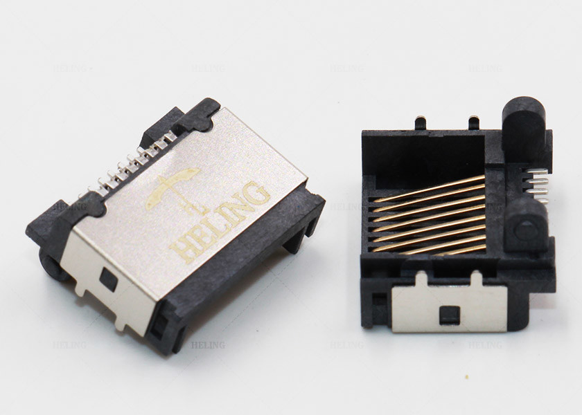 Through Hole Customized Low Profile RJ45 Tab Up Female Lan Connector