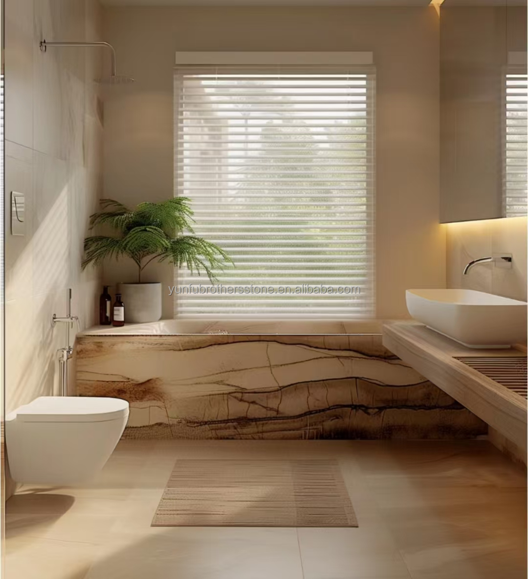 Modern Onyx Marble Gold Vein Wooden Yellow Golden Grain Bathtub Decor for Modern Homes
