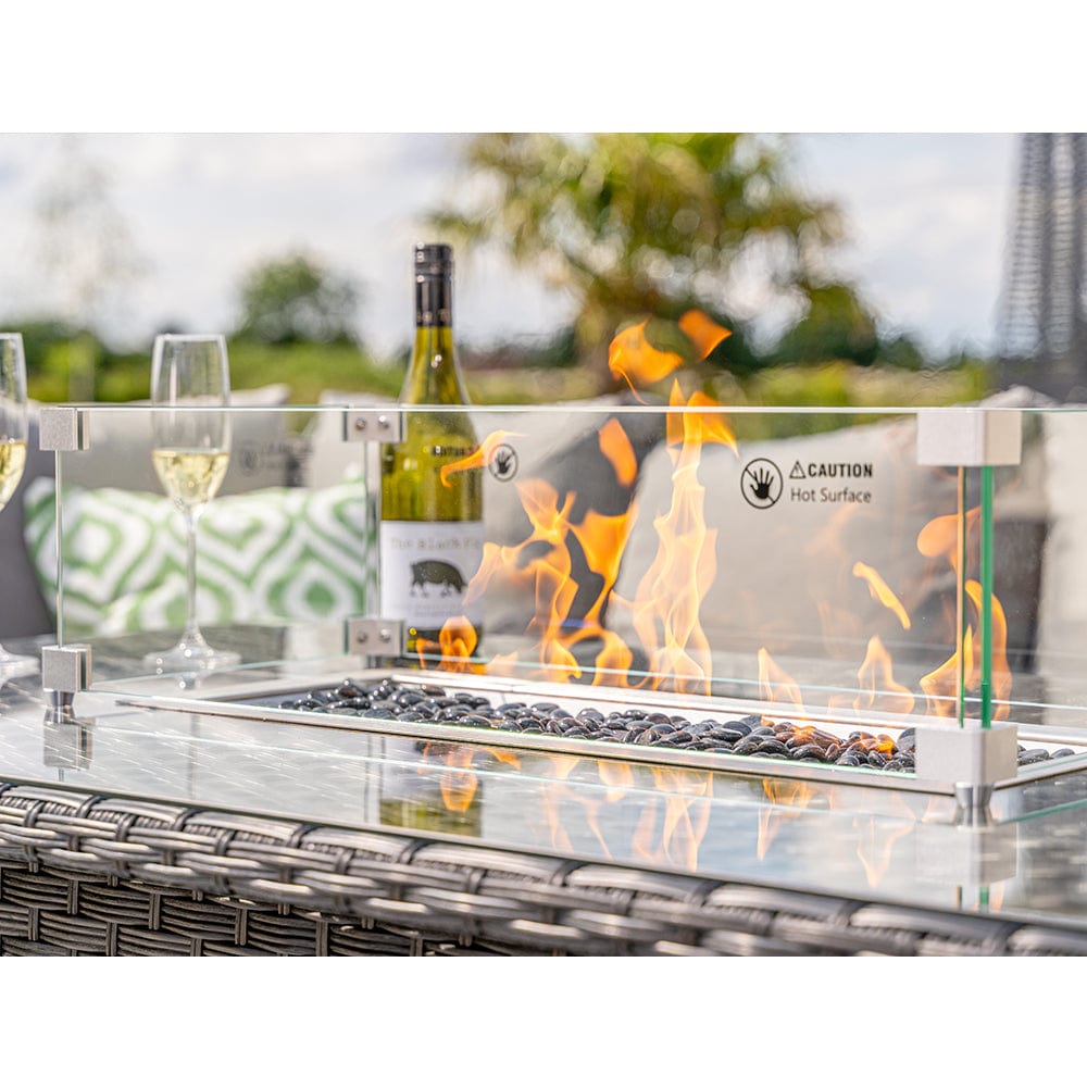 Modular Furniture Wicker Rattan Outdoor Set with Fire Pit Table AJUNION Garden Design