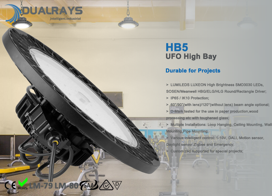 140LPW High Efficiency 100W HB5 UFO LED High Bay Light IP65 5 Years Warranty