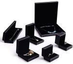 Embossing Surface Leather Gift Box Black Leather Jewelry Boxes For Women