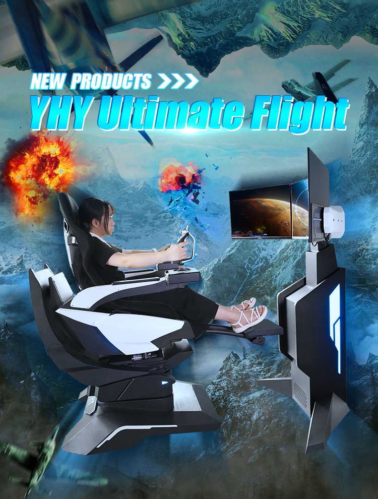 1100W VR Flight Simulators 3 Axis Dynamic Platform 360 Rotate Chair With Joystick Stick Game