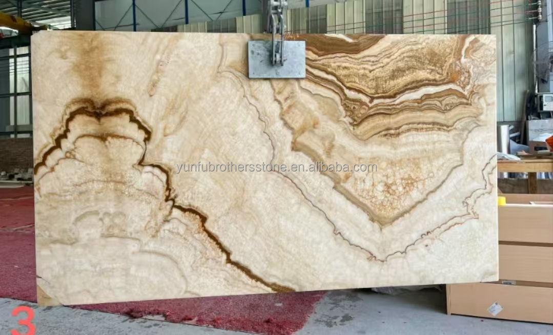 Modern Onyx Marble Gold Vein Wooden Yellow Golden Grain Bathtub Decor for Modern Homes