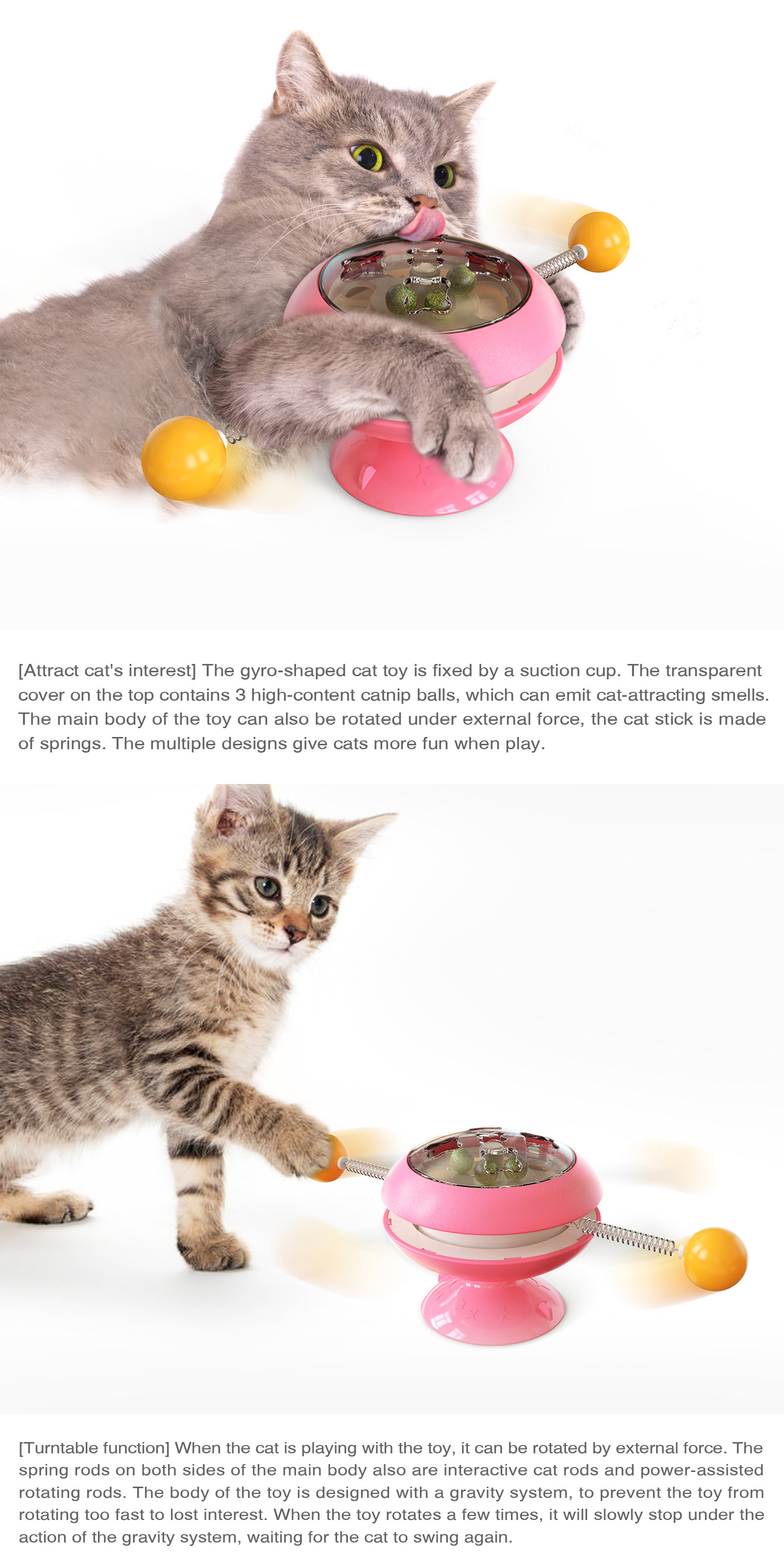 Multifunction Windmill Interactive Cat Toy Turntable Massage Scratching ODM ABS 178g