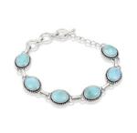 Adjustable Dominica Genuine Larimar Silver Cuff Bracelet For Teenage Jewelry