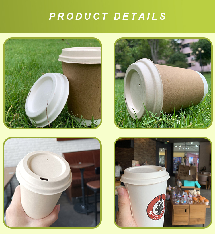 Biodegradable 80mm 90mm Sugarcane Bagasse Cups And Lids
