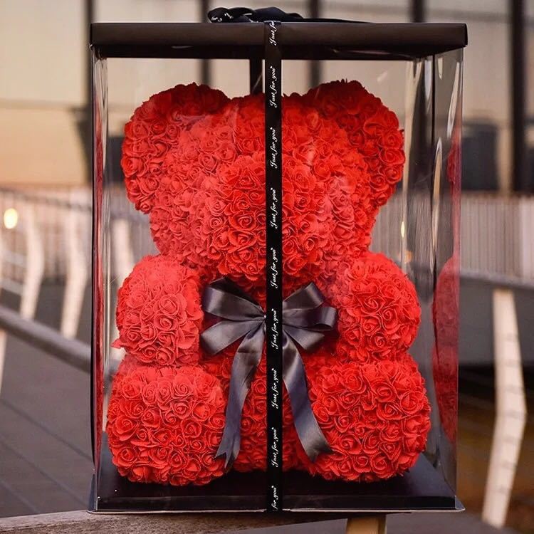 PE Roses Bear with More Colors Bear Roses for Christmas Gift most popular gift for family ,girlfriend,teacher