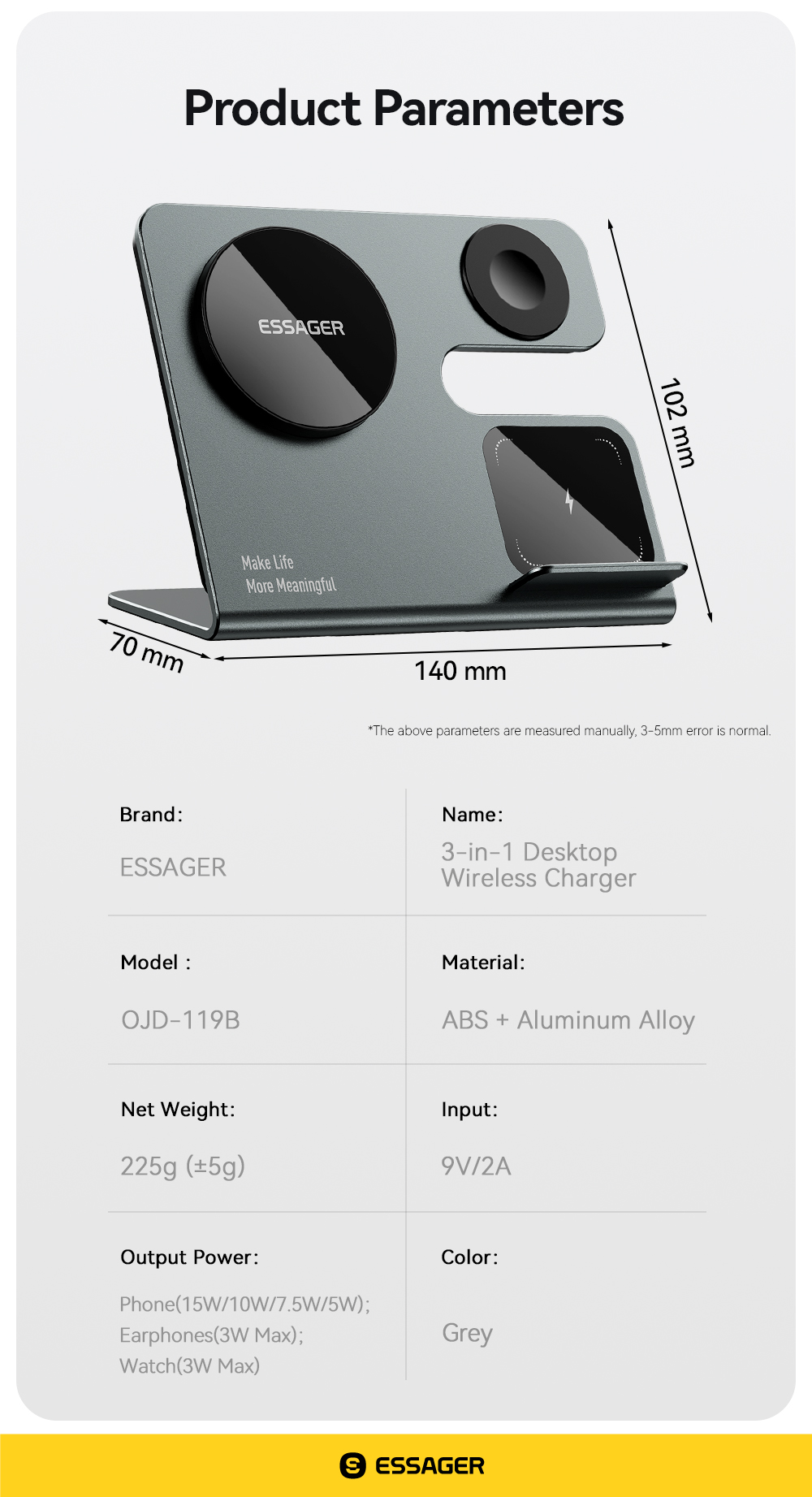OJD-119 Series Fantasy 3 in 1 Wireless Charger PD Phone and Watch Charging Station
