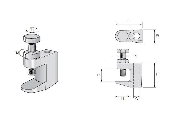 Galvanized Strut Channel Fittings SS304 Scaffold Malleable Cast Iron Beam Clamp