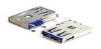 China Usb Connector USB-AF90° Side vertical long blue wholesale