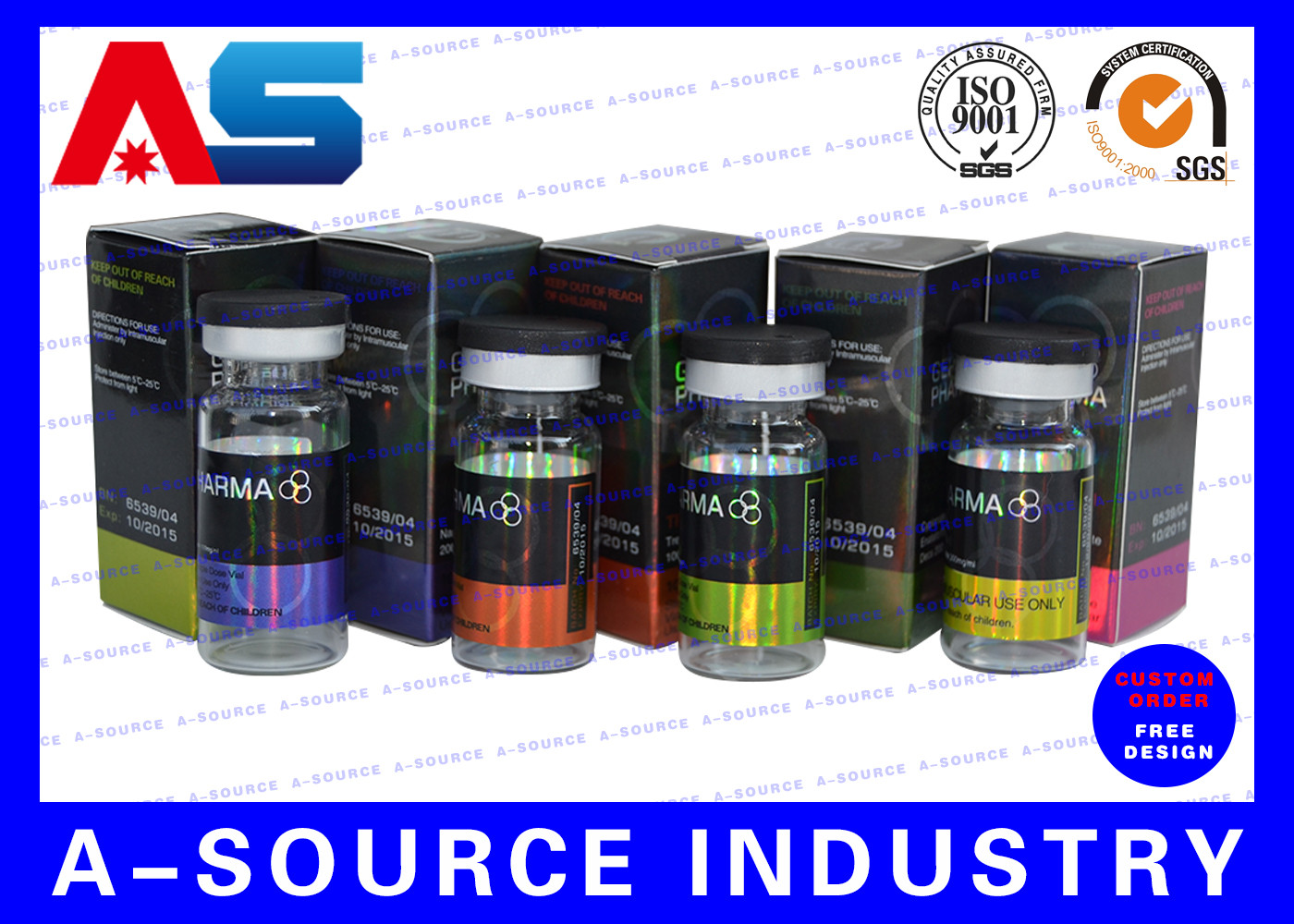 Laboratory Label Maker Glass Vial Labels For Testerone Enanthate 250MG 10ml bottle labels
