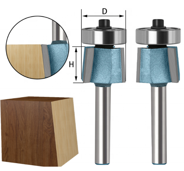 6mm 8 Degree Cnc Wood Cutting Bits Oblique Edge Trimming 3 Flute End Mill 45HRC