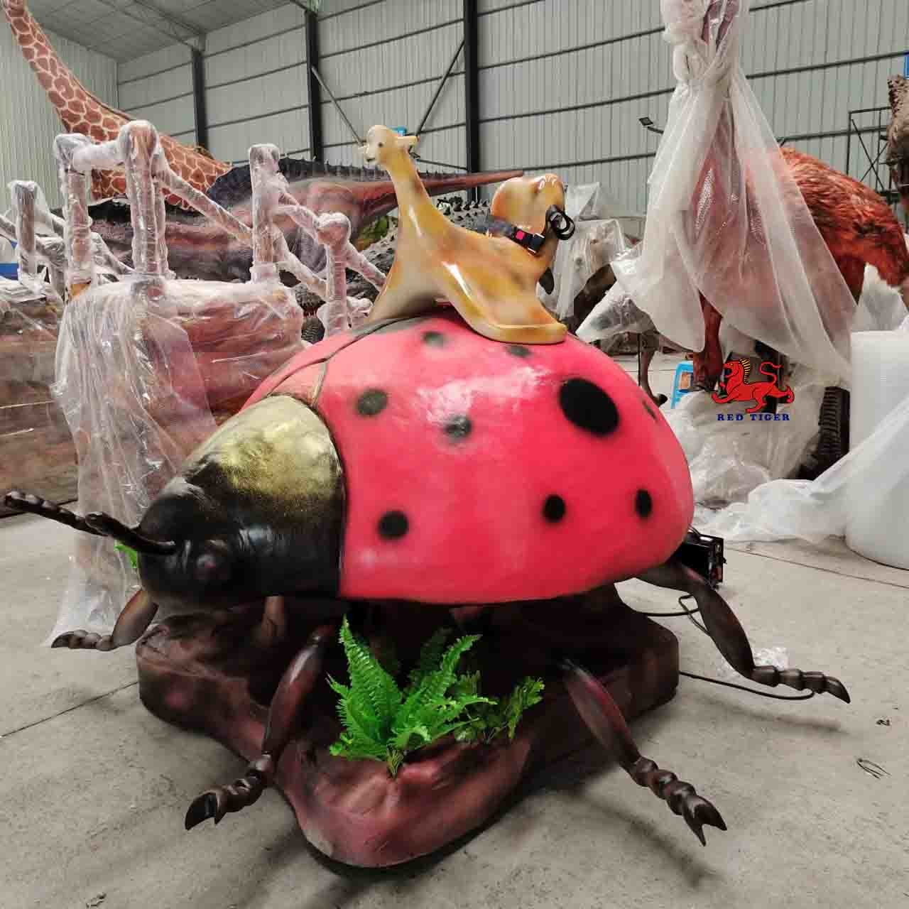 Theme Park Realistic Animatronic Ladybug Model Natural Color