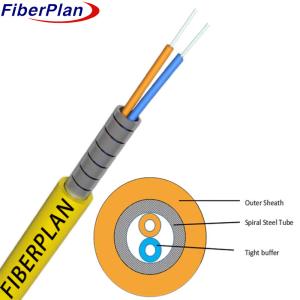 China 2 Core Spiral Steel Armored Indoor Fiber Optic Cable wholesale
