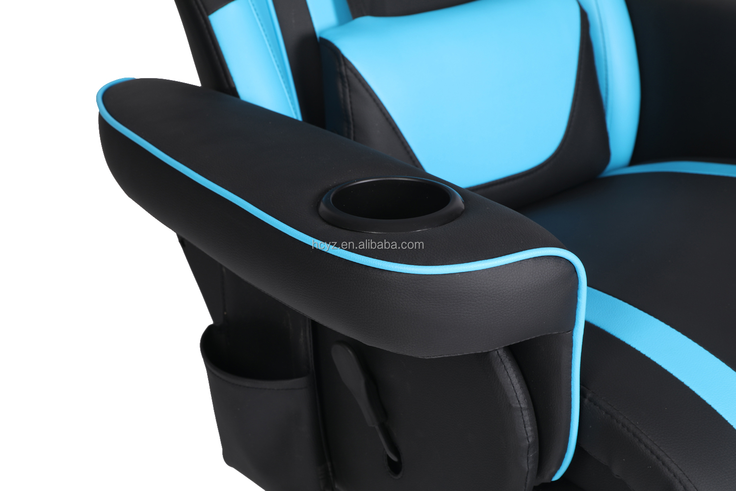 Modern Design Racing Style Leather Swivel Gaming Chair with Cup Holder and Footrest