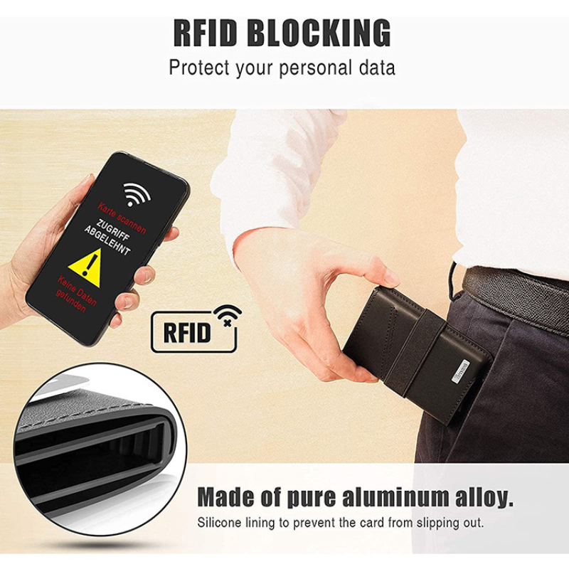 Design Fashionable Men's Credit Card Holder Wallet with RFID Blocking and Auto Pop Up