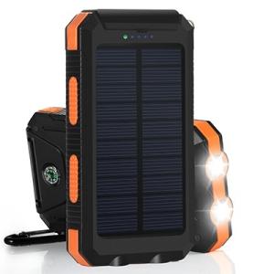 China Inbuilt Compass 8000mAh Polymer Battery IP67 Waterproof Solar Power Bank for Hiking wholesale