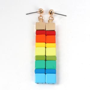 China 70mm Square Rainbow Beaded Earrings string shape For Daily Wear wholesale