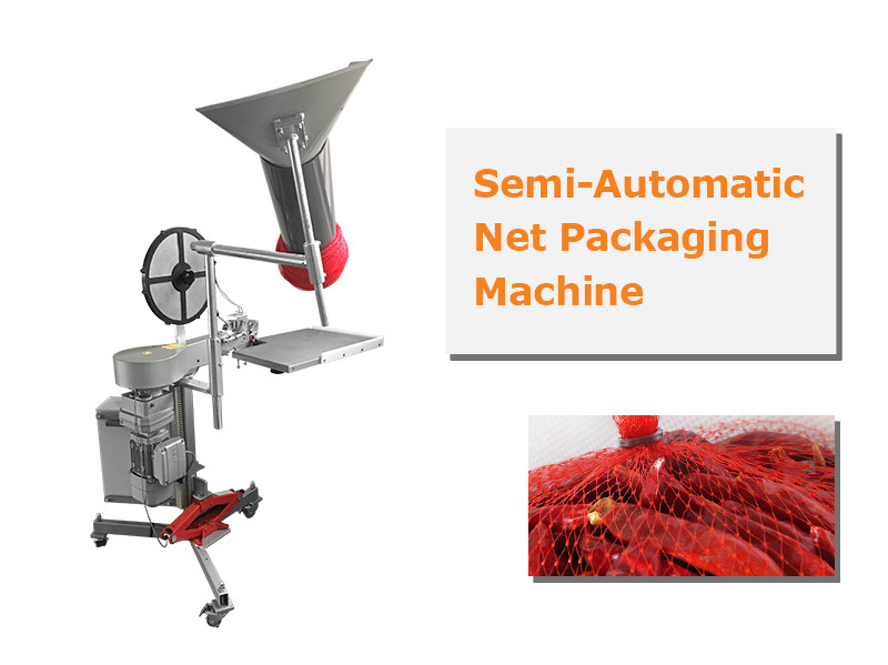 Semi Automatic Net Packaging Machine Green Lemon Fruit Vegetable Mesh Bag Package Equipment