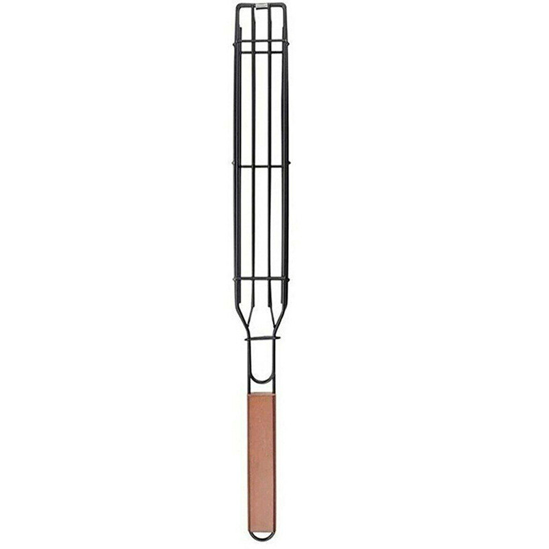 Nonstick Wooden Handle BBQ Grill Basket Kabob Grilling Baskets