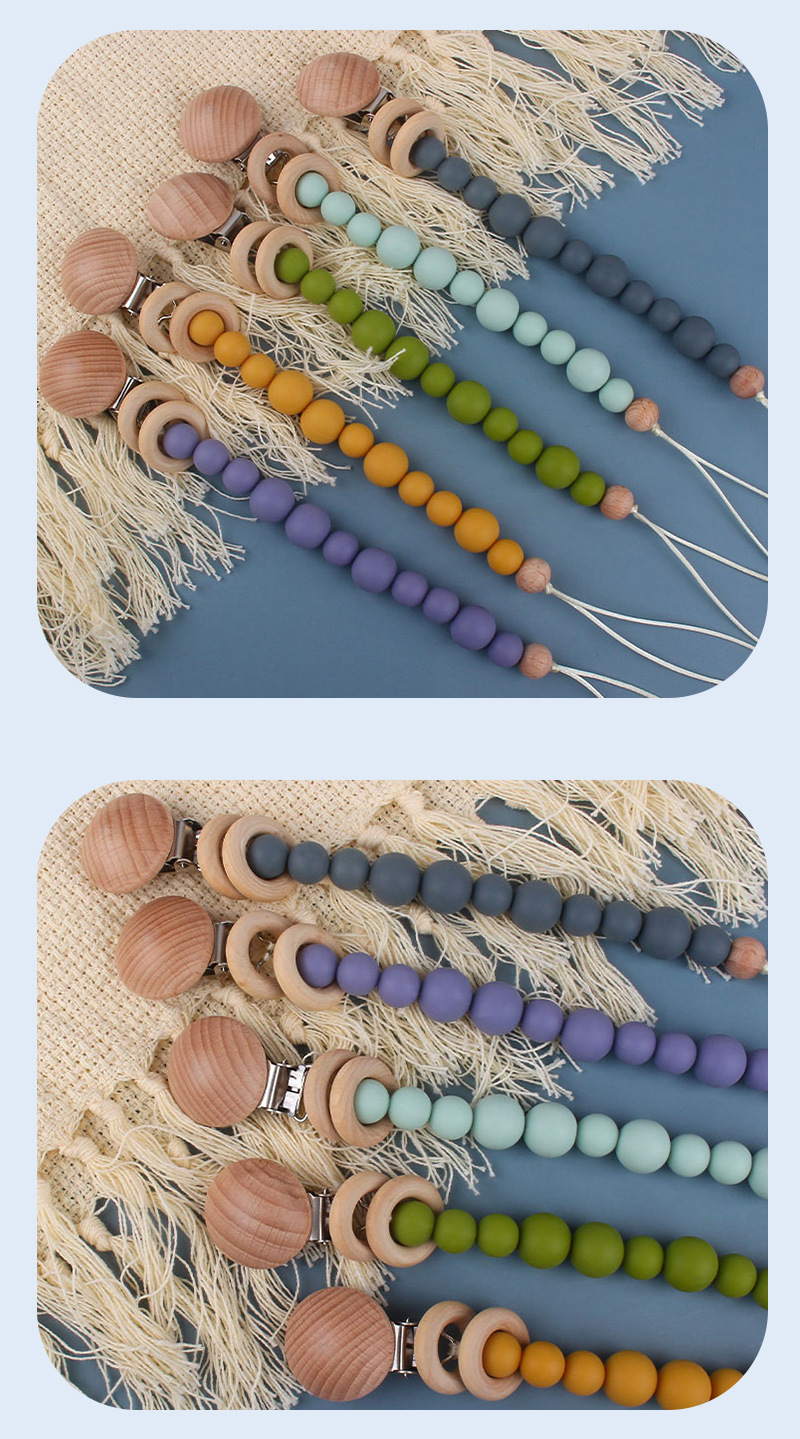 Toddlers Eco Friendly Silicone Pacifier Holder Beaded Pacifier Clip Heat Resistant