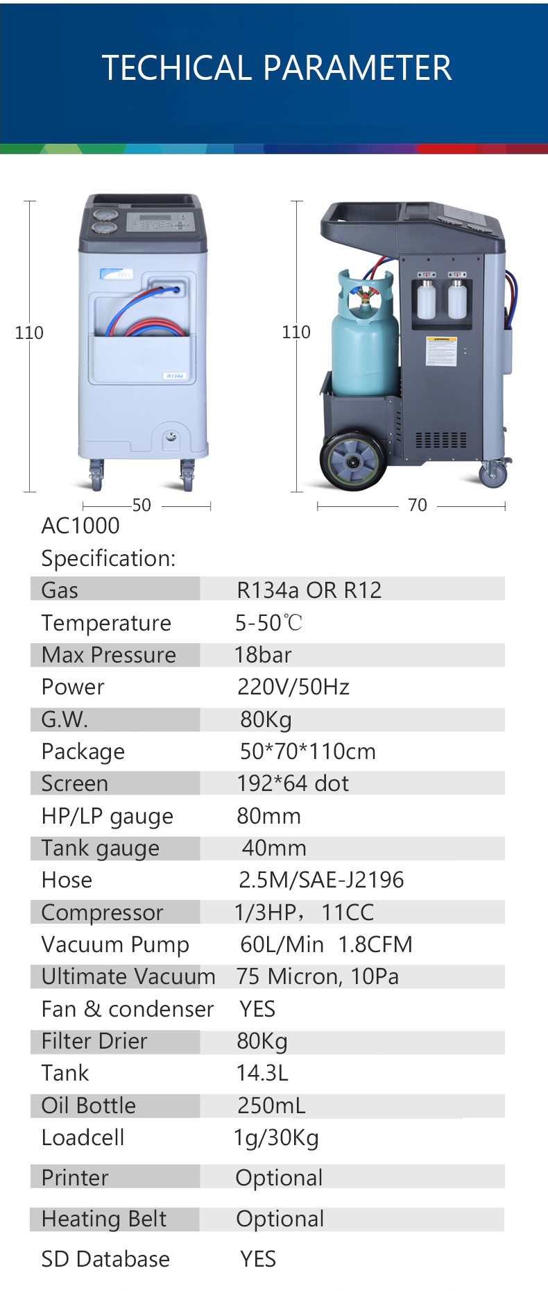 OEM Refrigerant Automotive AC Recovery Machine 18bar