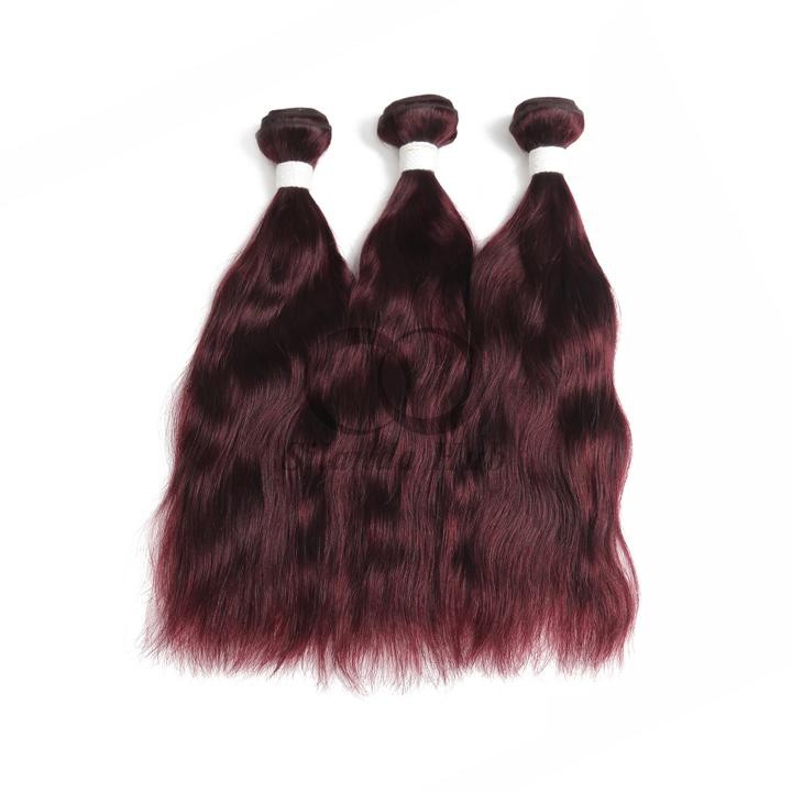#99J Dark Wine Natural Wave Remy Human Hair Bundles Sew In Weave Bundles Brazilian Bundle Deals