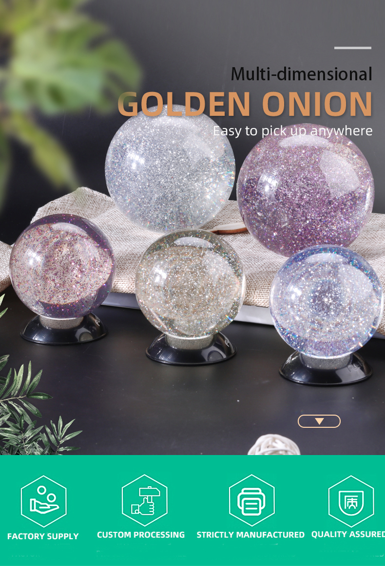 factory wholesale Decoration home glitter powder inside Acrylic Plastic resin crystal ball