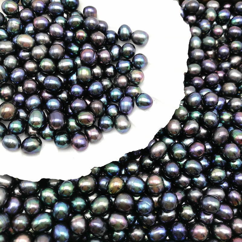 Wholesale AAA Grade 6-7mm and 7-8mm no hole Rice Shape Black pearl Freshwater Loose Pearl Beads