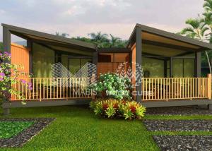China Duplex Luxury Prefabricated Homes , Wooden Appearance Low Cost Prefab Houses wholesale