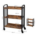 Serving Cart On Wheels, Narrow Kitchen Trolley, Industrial Design Rolling Cart,