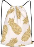 Pineapple Gold Gym Waterproof Drawstring Backpack For Yoga Sport Travel