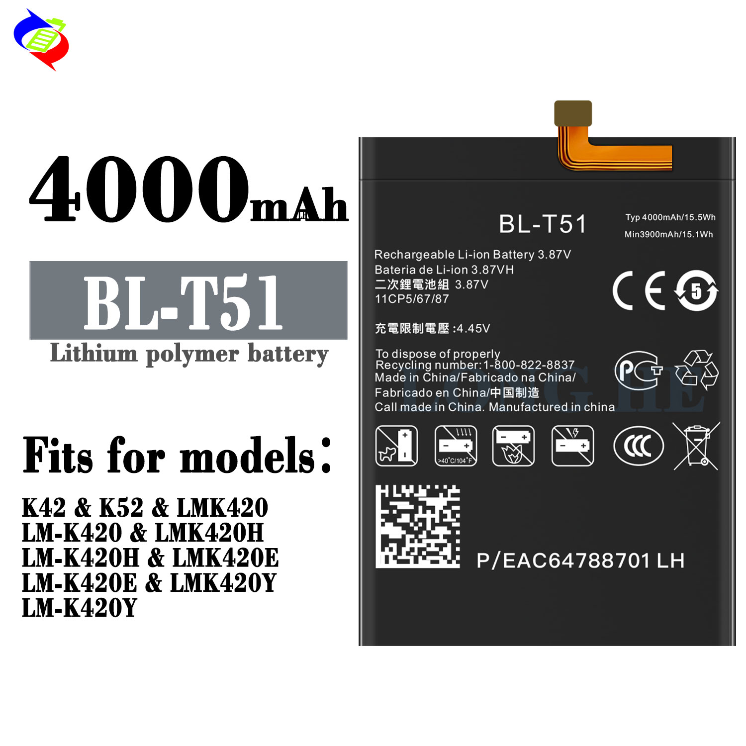 Original BL-T55 3.87V 4500mah Li-ion Polymer Battery for LG Velvet 2 Pro Mobile Phone